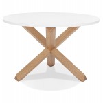 Mesa de comedor redonda de diseño de madera NICOLE (Ø 120 cm) (blanco mate pulido)