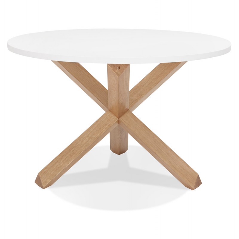 Table de repas design ronde en bois NICOLE (Ø 120 cm) (blanc mat ciré) - image 60641