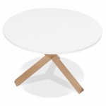 Mesa de comedor redonda de diseño de madera NICOLE (Ø 120 cm) (blanco mate pulido)