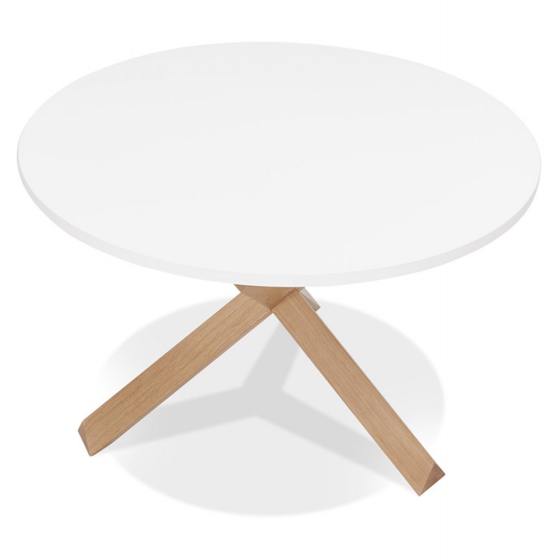 Table de repas design ronde en bois NICOLE (Ø 120 cm) (blanc mat ciré) - image 60642