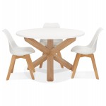 Round design dining table in wood NICOLE (Ø 120 cm) (polished matt white)