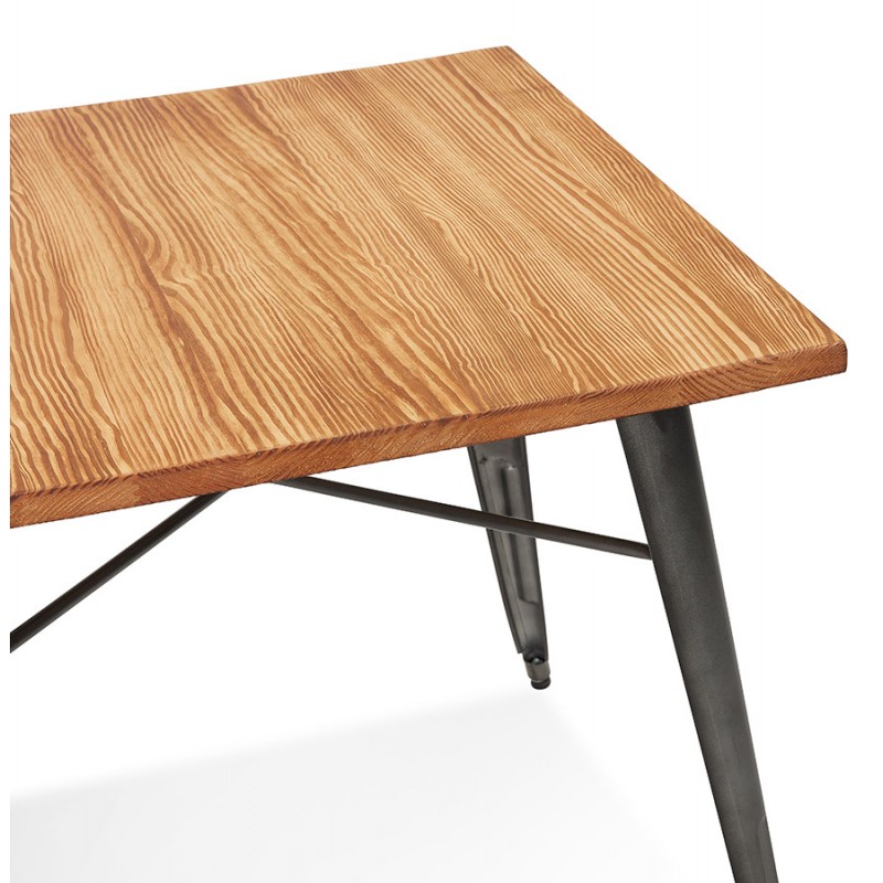 Table carré style industriel en bois et métal gris foncé GILOU (76x76 cm) (marron) - image 60654