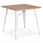 Quadratischer Industrietisch aus Holz und weißem Metall GILOU (76x76 cm) (natur)