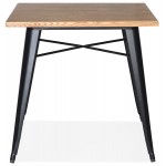 Table carré style industriel en bois et métal noir GILOU (76x76 cm) (naturel)