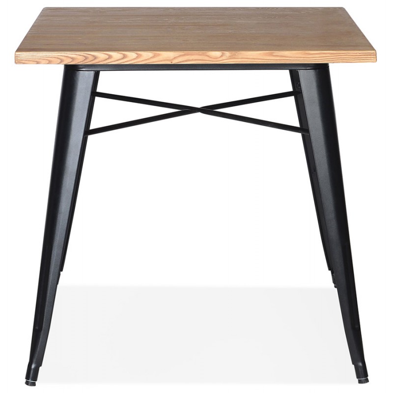 Table carré style industriel en bois et métal noir GILOU (76x76 cm) (naturel) - image 60682