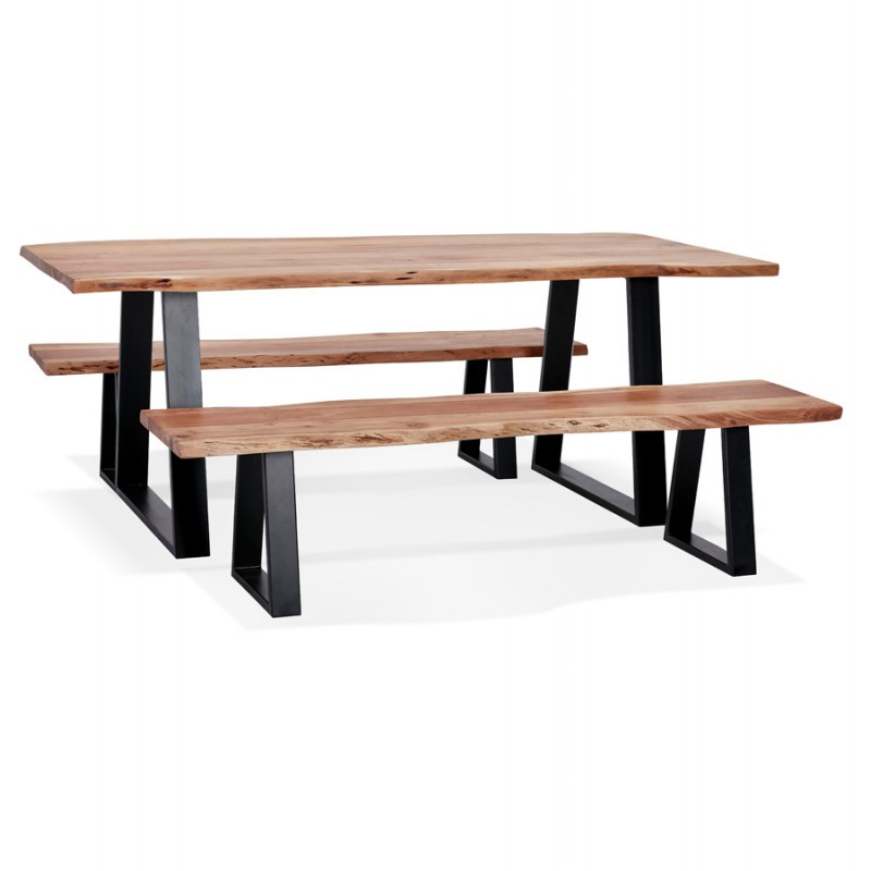 Table à manger en bois massif d'acacia LANA (95x200 cm) (finition naturel) - image 60699