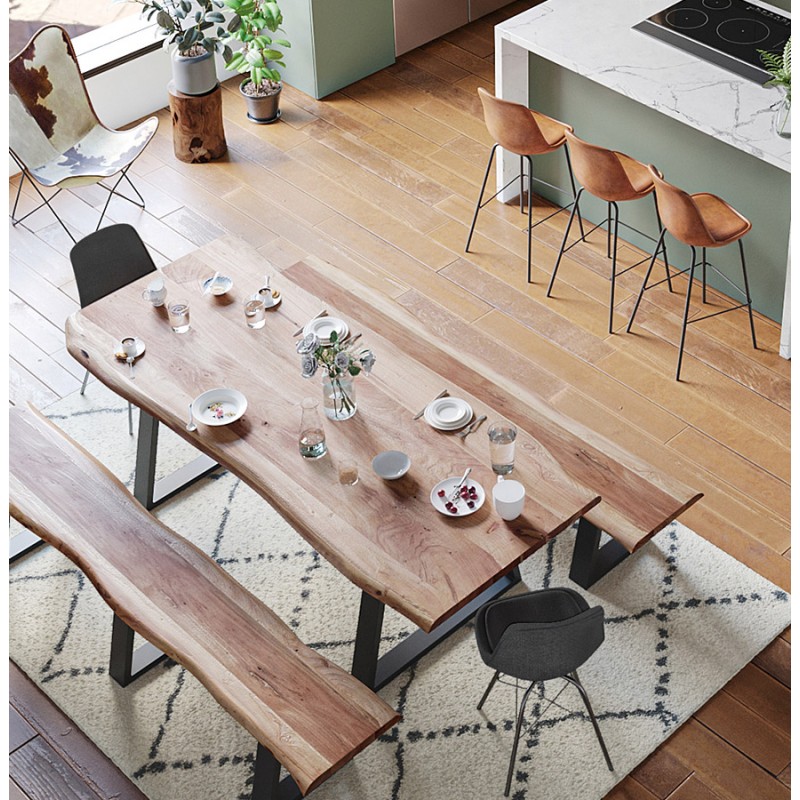 Tavolo da pranzo in legno massello di acacia LANA (95x200 cm) (finitura naturale) - image 60701