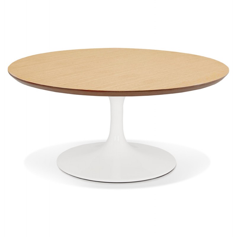 Table basse design ronde pied blanc (Ø 90) MARTHA (naturel) - image 60717