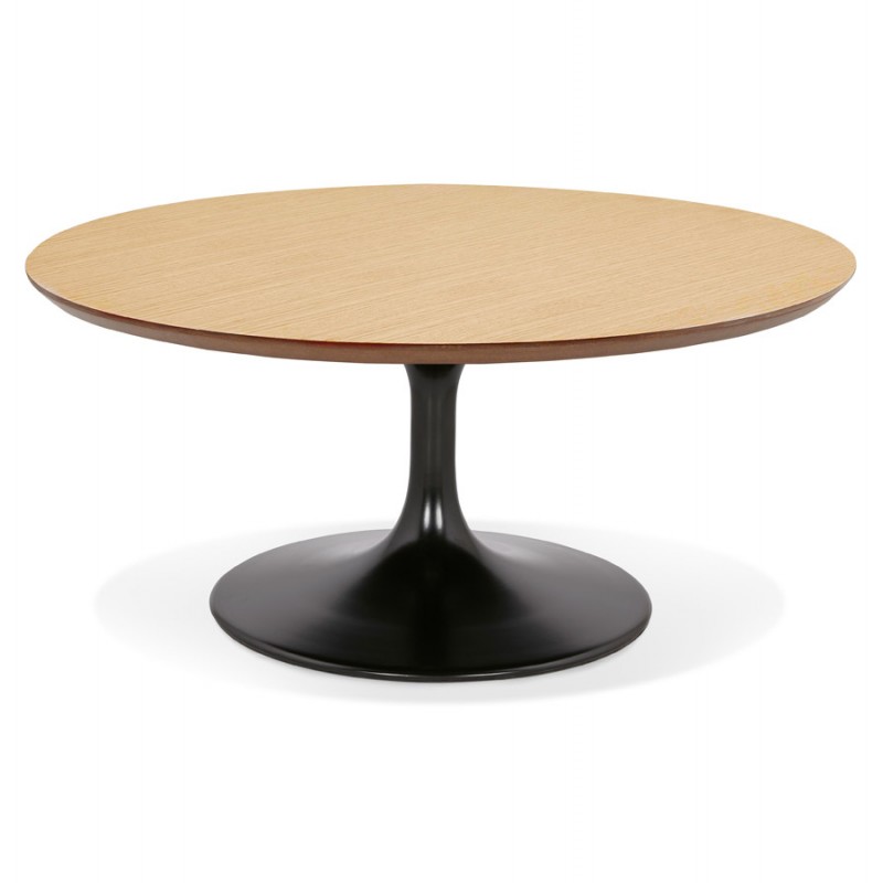 Coffee table design round foot black (Ø 90) MARTHA (natural) - image 60729