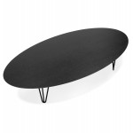 Oval design coffee table in wood and metal CHALON (black)