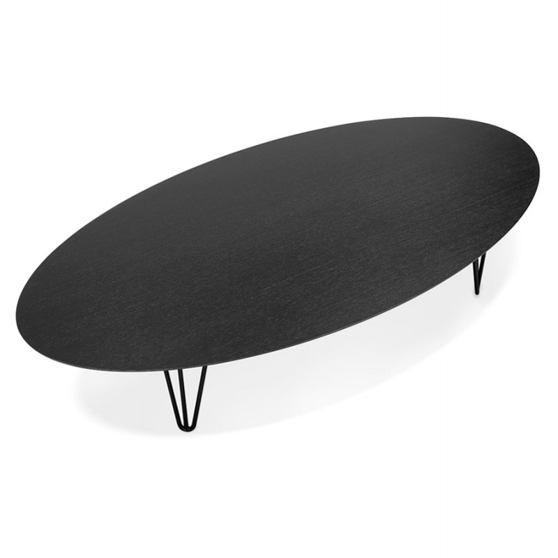 Mesita de diseño ovalado en madera y metal CHALON (negro) - image 60746