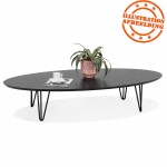 Table basse design ovale en bois et métal CHALON (noir)