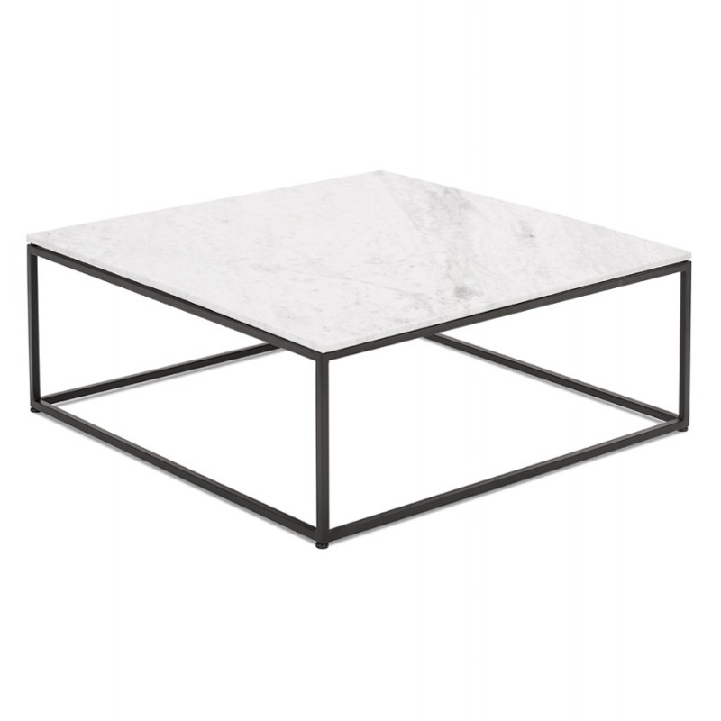 NICOS marble effect square stone coffee table (white) - image 60755