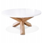 Tavolino rotondo di design in legno NICOLE (Ø 80 cm) (bianco opaco lucido)