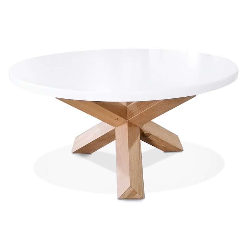Round design coffee table in wood NICOLE (Ø 80 cm) (polished matt white) - image 60769