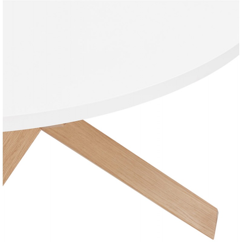 Round design coffee table in wood NICOLE (Ø 80 cm) (polished matt white) - image 60771