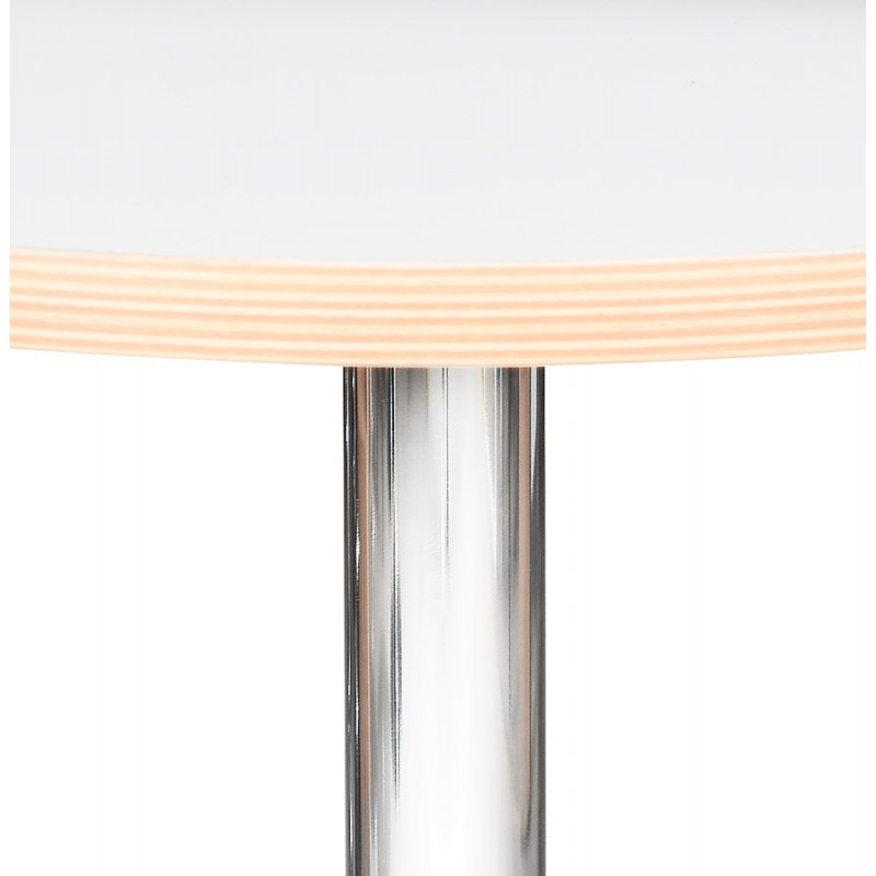Mesa redonda pie de mesa cromado metal MAYA (Ø 60 cm) (blanco) - image 60837