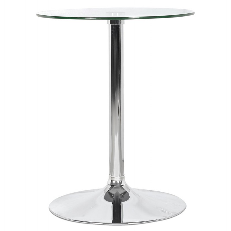 Mesa redonda pie de mesa cromado metal MINOU (Ø 60 cm) (transparente) - image 60839