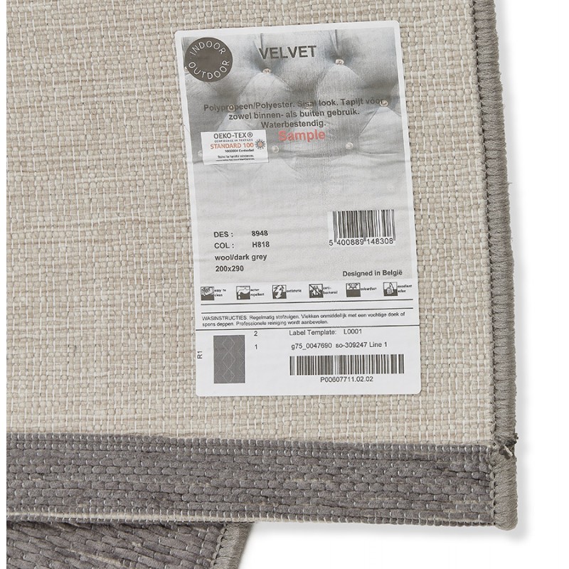 Rectangular design carpet in polypropylene YVAN (200x290 cm) (dark grey) - image 60882