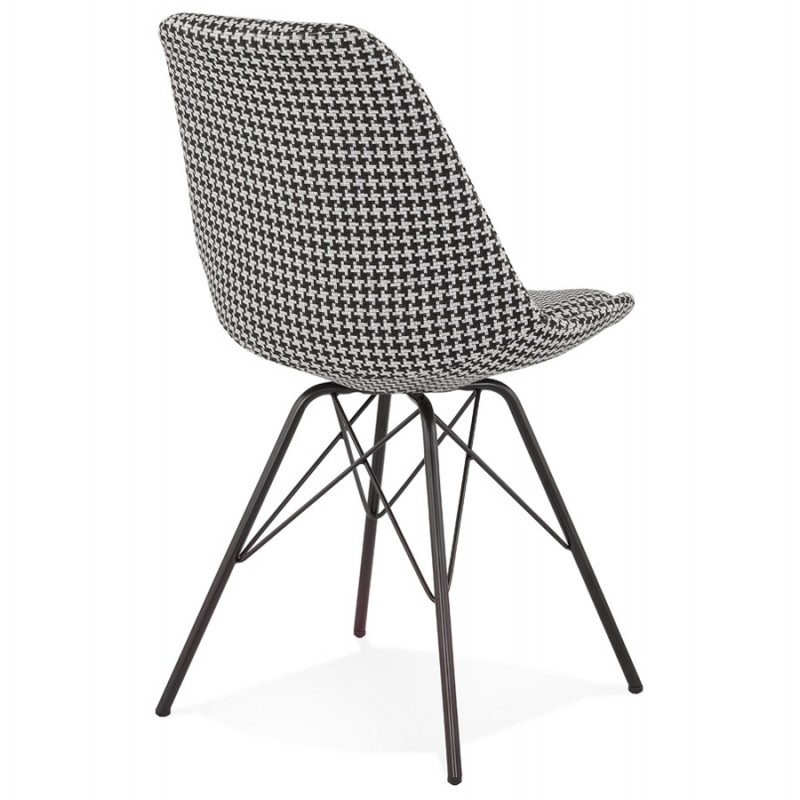 Chaise design en tissu pieds métal noirs IZZA (Pied de poule) - image 61017
