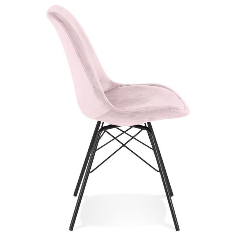 Design-Stuhl aus Samtstofffüßen Metall schwarz IZZA (Pink) - image 61025