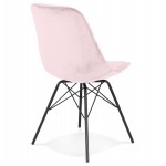 Design chair in velvet fabric feet metal black IZZA (Pink)
