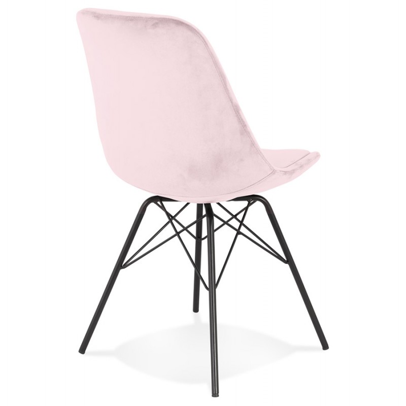 Design chair in velvet fabric feet metal black IZZA (Pink) - image 61026