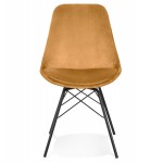 Design chair in velvet fabric feet metal black IZZA (Mustard)