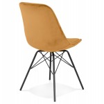 Design chair in velvet fabric feet metal black IZZA (Mustard)