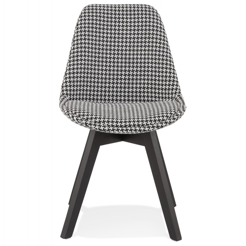 Chaise vintage et industrielle en tissu pieds noirs LEONORA (Pied de poule) - image 61042