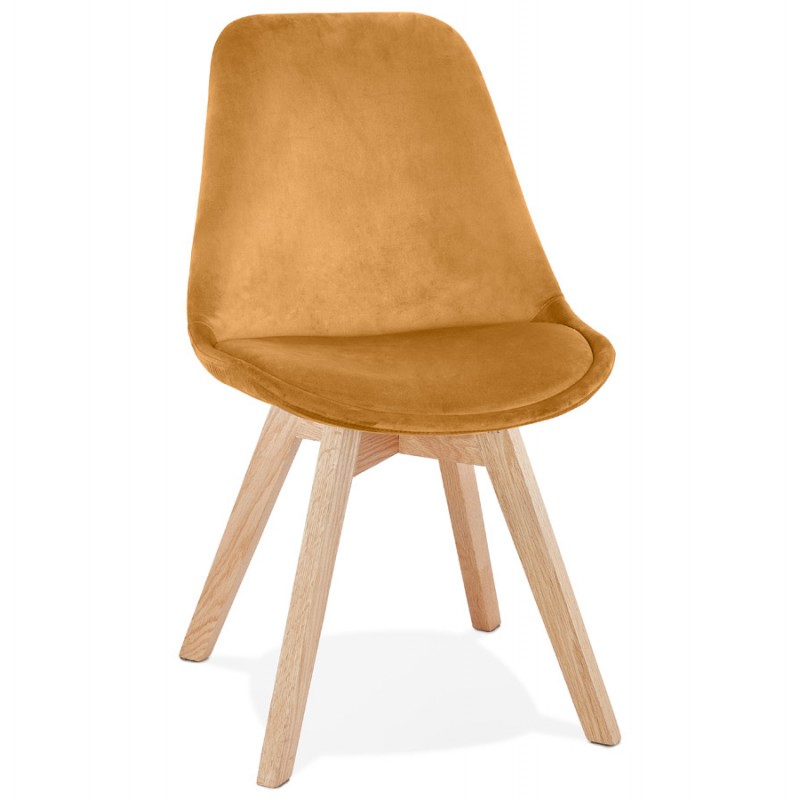 Vintage- und Industrie-Samt-Stuhlfüße aus Naturholz LEONORA (Senf) - image 61062