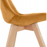 Patas de silla de terciopelo vintage e industrial en madera natural LEONORA (Mostaza)
