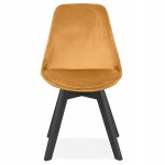 Vintage- und Industrie-Samt-Stuhlfüße aus schwarzem Holz LEONORA (Senf)
