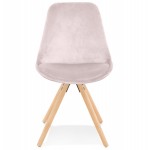 Vintage und skandinavischer Stuhl aus Samtfüßen Naturholz ALINA (Rose)