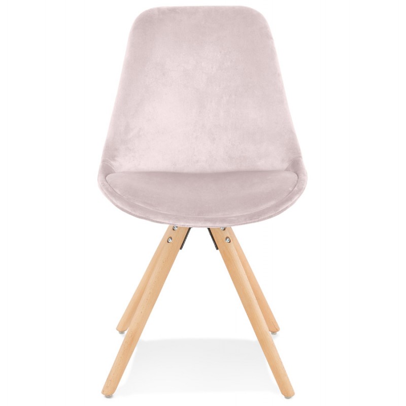 Vintage und skandinavischer Stuhl aus Samtfüßen Naturholz ALINA (Rose) - image 61085