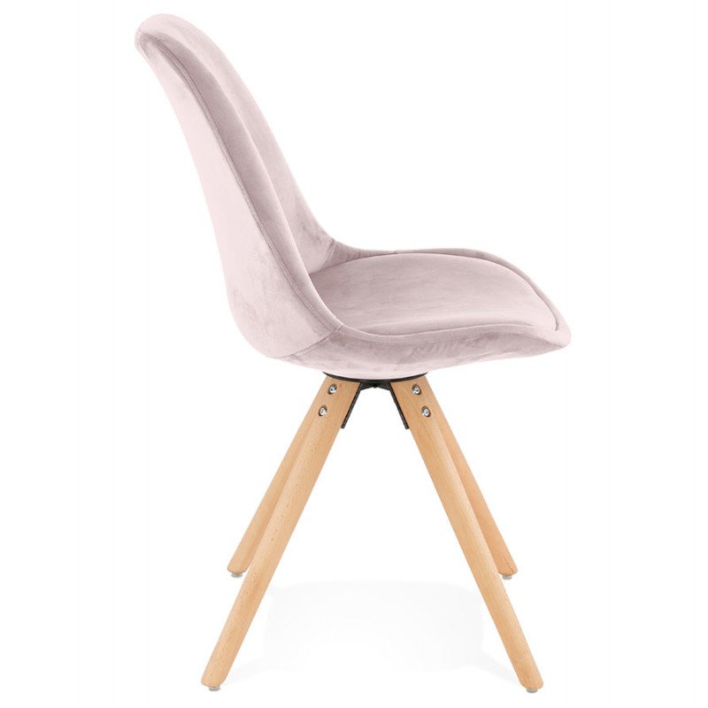Vintage und skandinavischer Stuhl aus Samtfüßen Naturholz ALINA (Rose) - image 61086