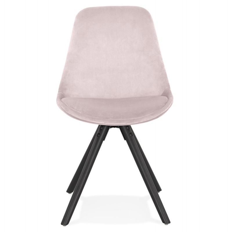 Vintage- und Industrie-Samt-Stuhlfüße aus schwarzem Holz ALINA (Pink) - image 61095