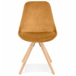 Vintage and industrial chair in velvet feet natural wood ALINA (Mustard)