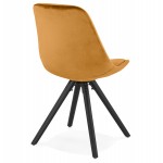 Vintage- und Industrie-Samt-Stuhlfüße aus schwarzem Holz ALINA (Senf)