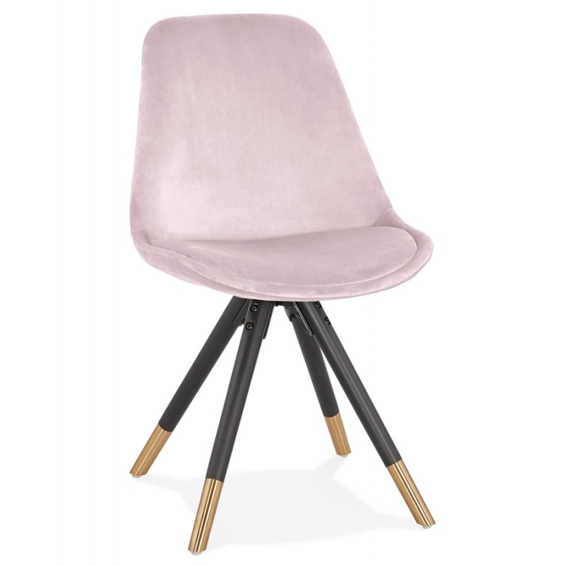 Vintage and retro chair in black and gold velvet feet SUZON (Pink) - image 61136