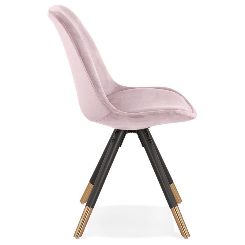 Vintage and retro chair in black and gold velvet feet SUZON (Pink) - image 61138