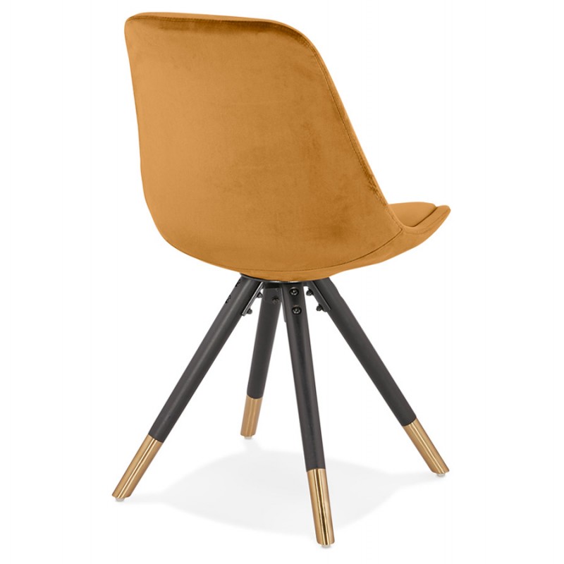 Vintage- und Retro-Stuhl aus schwarzen und goldenen Samtfüßen SUZON (Senf) - image 61150