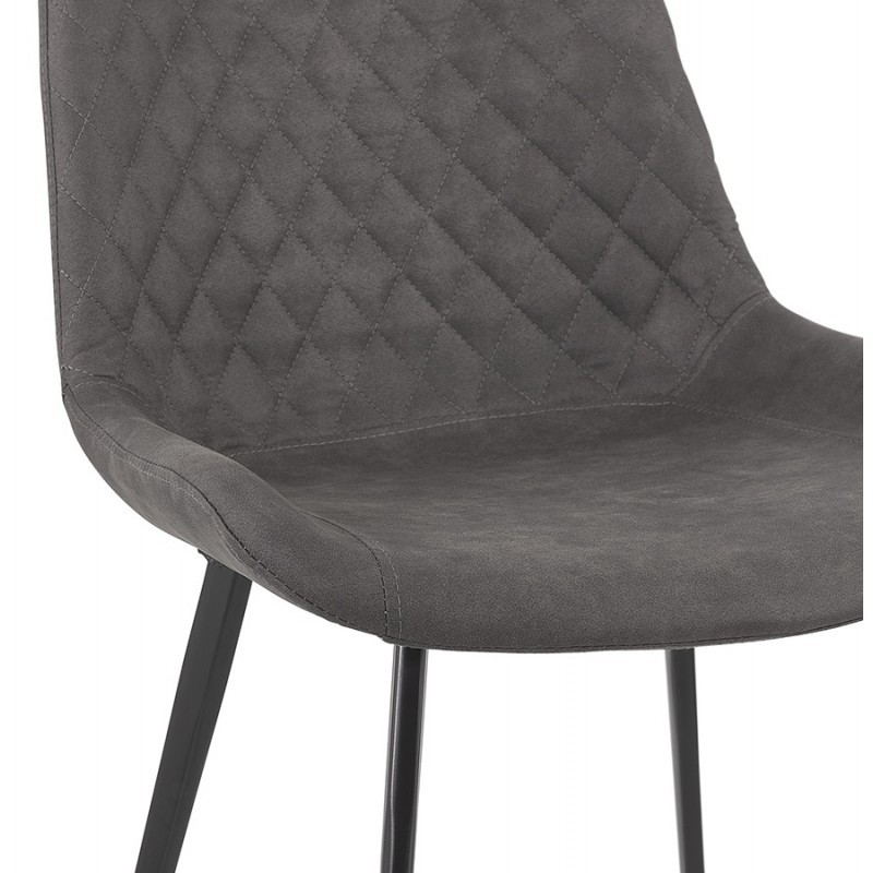 Chaise vintage et rétro en microfibre pieds métal noirs JALON (gris foncé) - image 61162