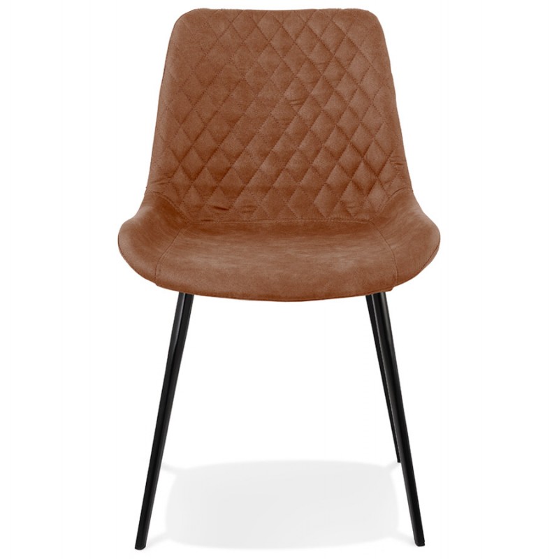 Vintage- und Retro-Stuhl aus Mikrofaserfüßen aus schwarzem Metall JALON (braun) - image 61168