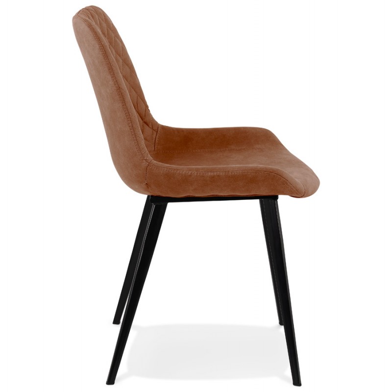 Vintage- und Retro-Stuhl aus Mikrofaserfüßen aus schwarzem Metall JALON (braun) - image 61169