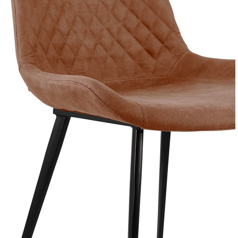 Vintage- und Retro-Stuhl aus Mikrofaserfüßen aus schwarzem Metall JALON (braun) - image 61176