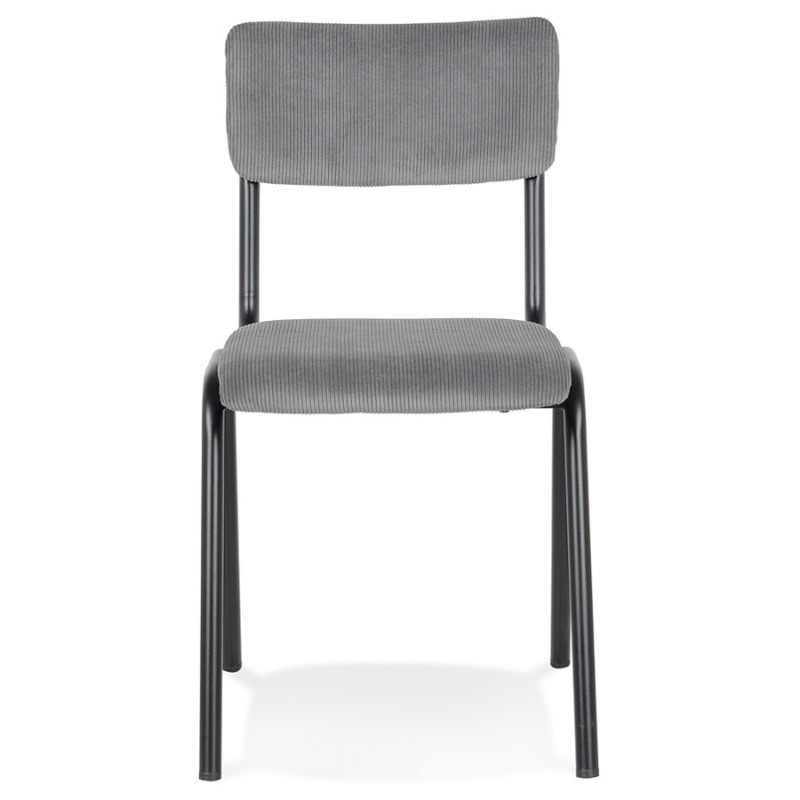 Kitchen chair in retro and vintage stackable fabric CHARLETTE (dark grey) - image 61213