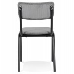 Kitchen chair in retro and vintage stackable fabric CHARLETTE (dark grey)