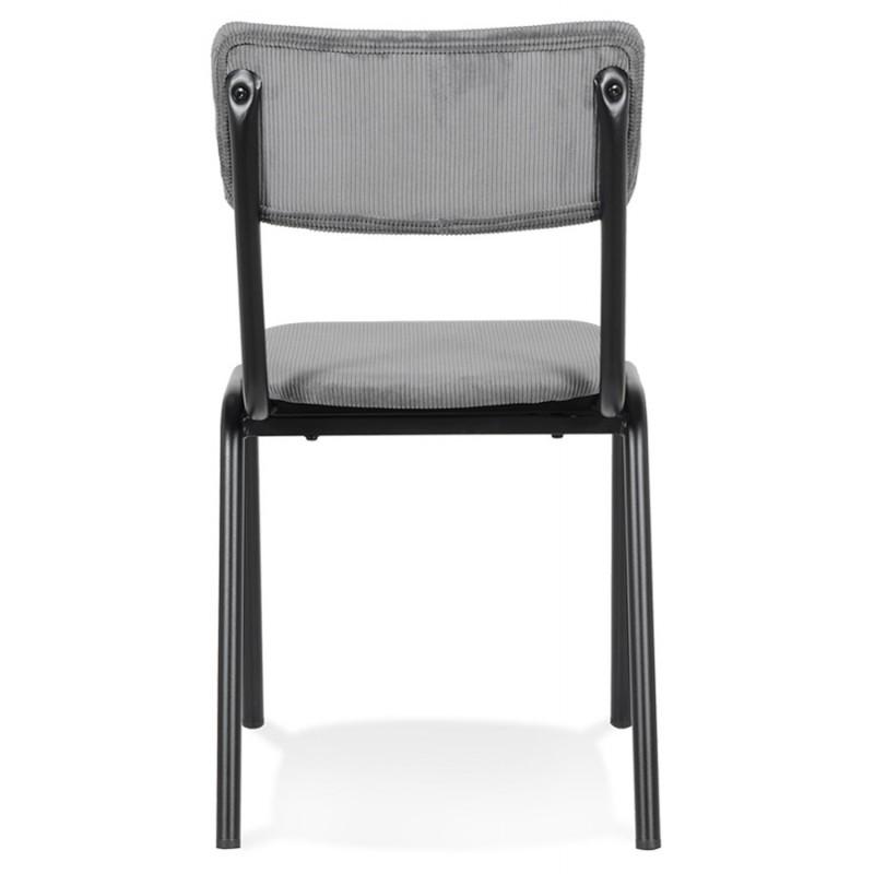 Chaise de cuisine en tissu rétro et vintage empilable CHARLETTE (gris foncé) - image 61216