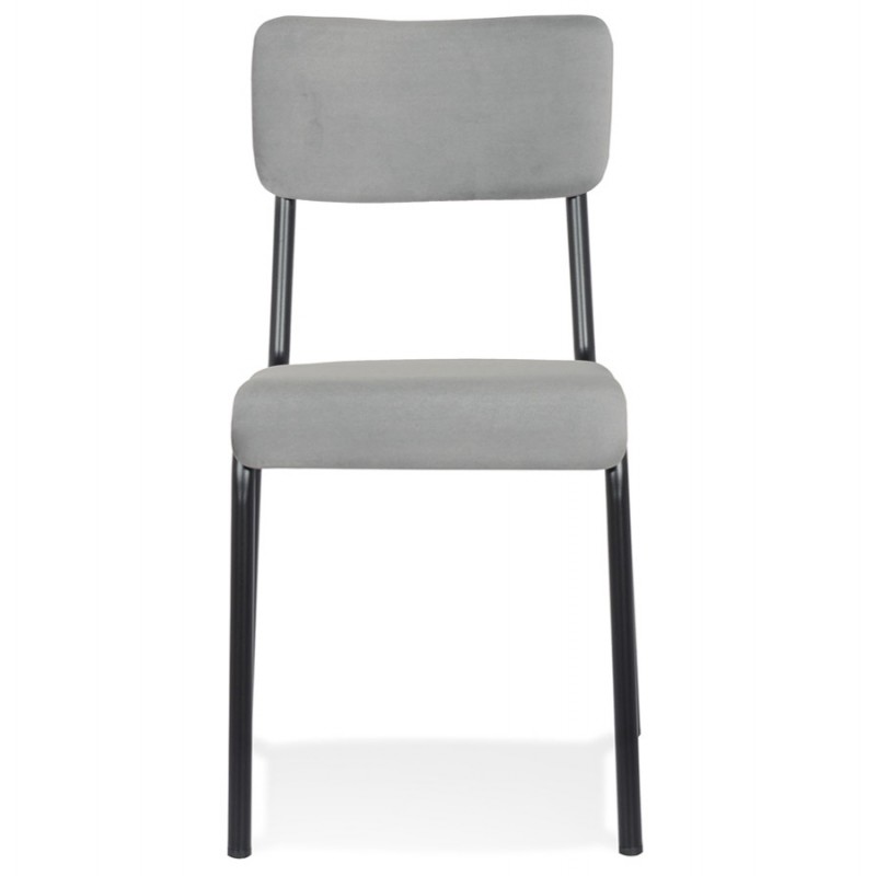Retro and vintage velvet kitchen chair stackable MILOU (gray) - image 61221